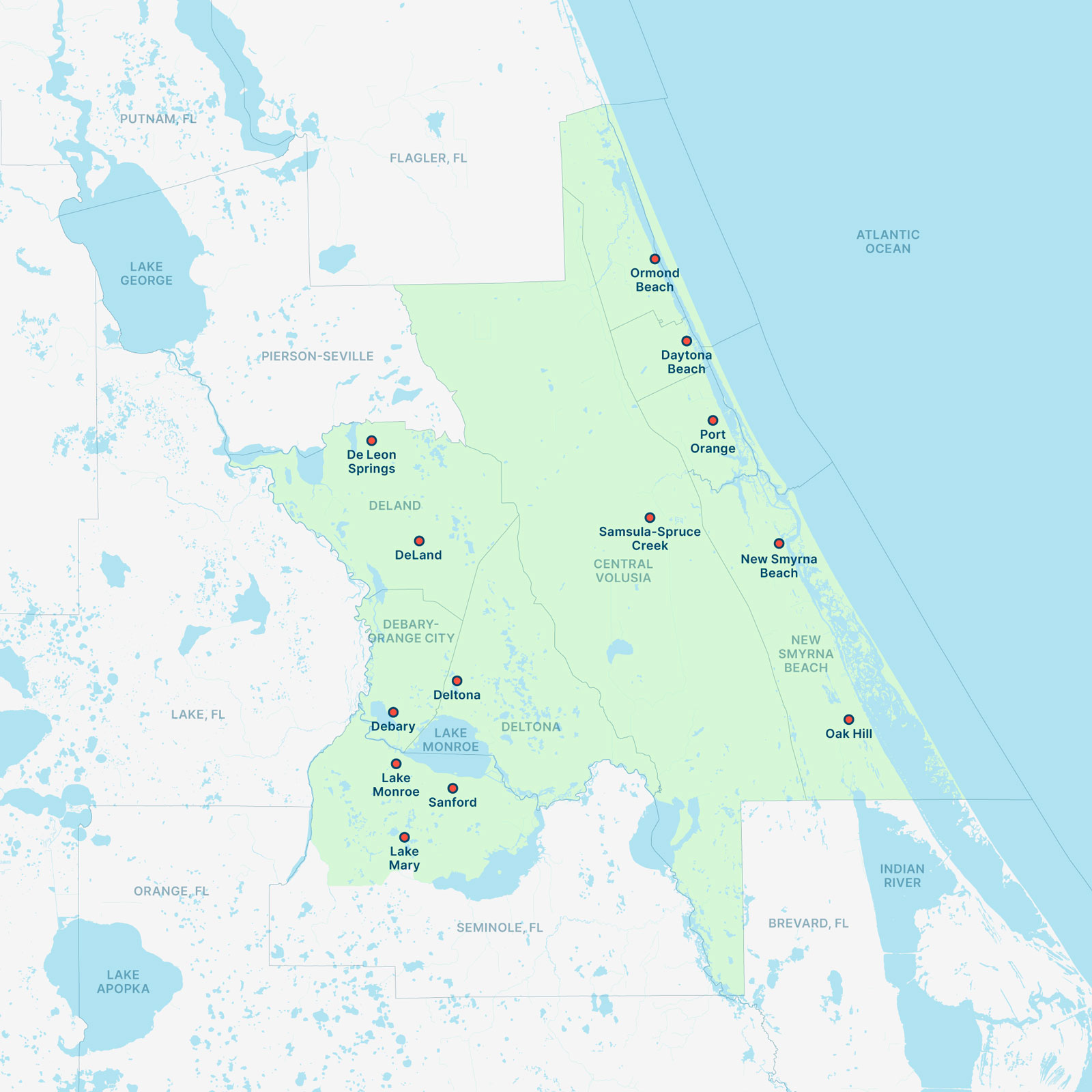Reliable Pool Care Florida service area map